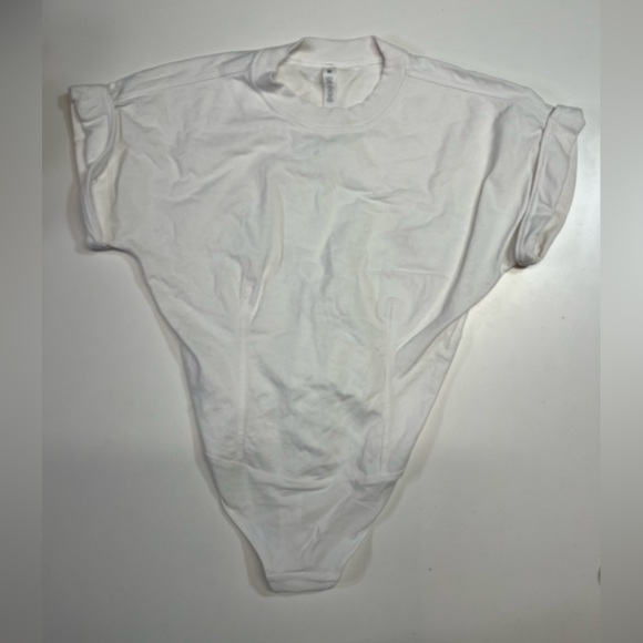 Lululemon Heavyweight Cotton T-Shirt Bodysuit White Top Open Back Women’s Small - Picture 6 of 12